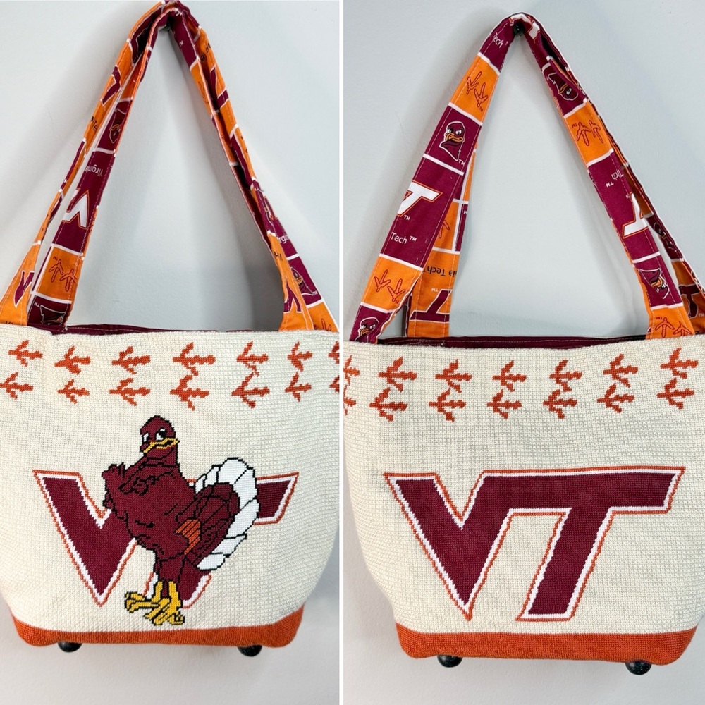 Virginia Tech Hokies Handmade Needlepoint Purse Tote